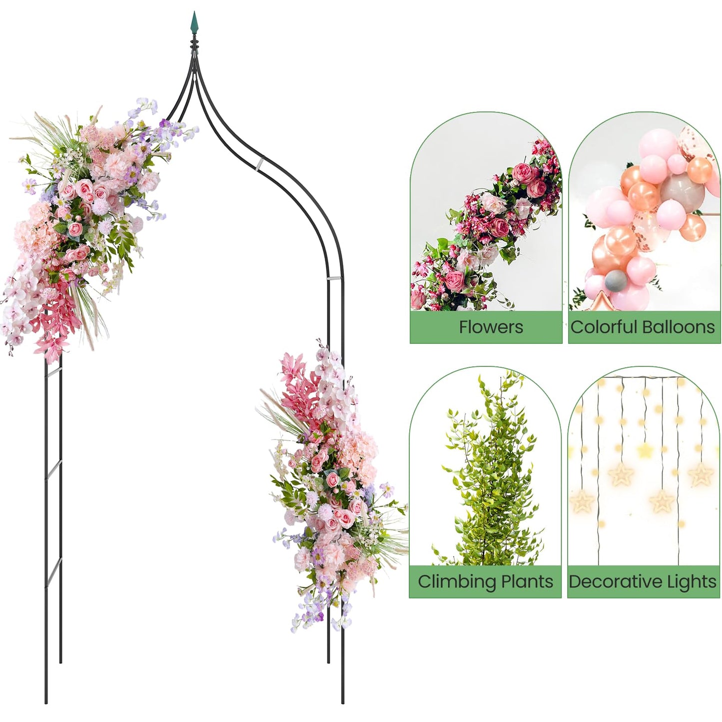 GiantexUK Metal Garden Arch, Outdoor Trellis Rack Plants Flower Rose Climbing Support