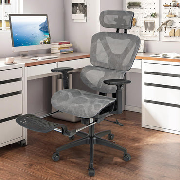 Mesh Office Chair, Ergonomic High Back Swivel Computer Desk Chair with Lumbar Support and Retractable Footrest