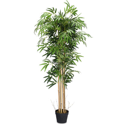 GiantexUK Artificial Plant Tree, Fake Decorative Trees with Plastic Pot and Leaves (Artificial Bamboo)