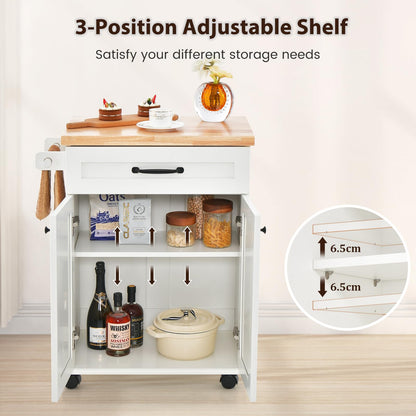 GiantexUK Kitchen Island on Wheels, Mobile Storage Trolley with Drawer