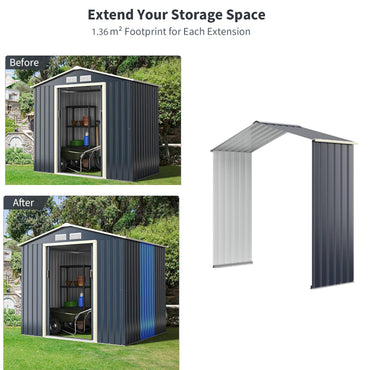 GiantexUK 7x4FT Metal Garden Shed and Extension Kit, Slope Roof Utility Shed Building (Shed Extension Kit)