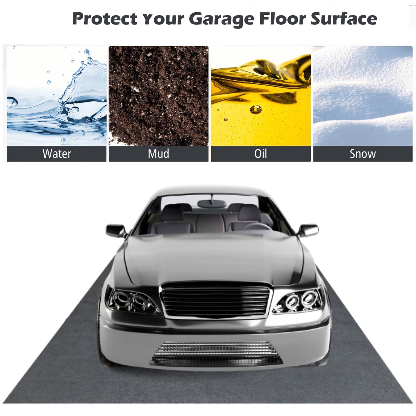 GiantexUK 5x2.2M Garage Flooring Mat, Non-Slip Waterproof Oil Spill Containment Garage Mats with Double-sided Tape