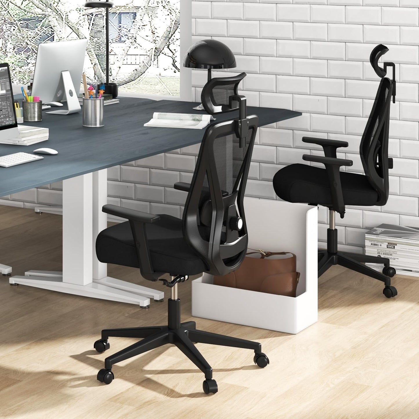 Mesh Office Chair, Ergonomic High Back Swivel Computer Desk Chair with Adjustable Lumbar Support (70 x 63 x 129 cm)