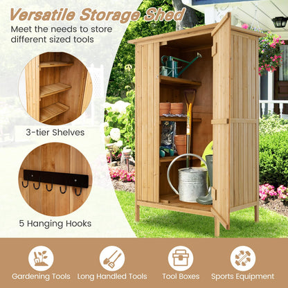 Wooden Garden Shed, 5 x 3FT Outdoor Tool Storage Cabinet with Asphalt Roof