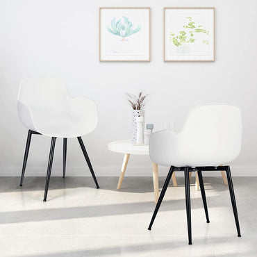 GiantexUK Set of 2 Dining Chairs, Modern Plastic Chairs with Backrest