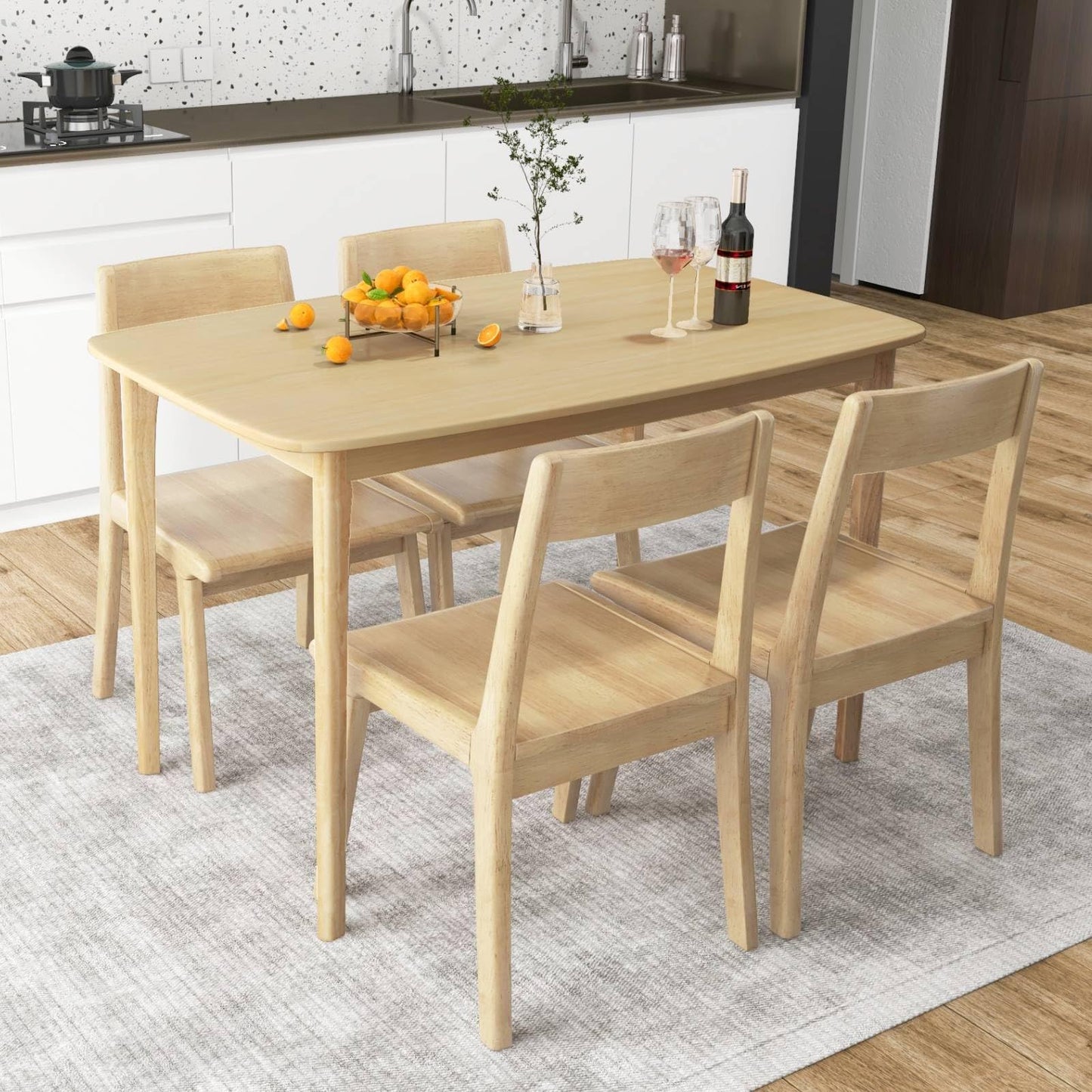 GiantexUK Dining Table, 120 x 70CM Rubber Wood Kitchen Table with Non-Slip Foot Pads & 150KG Load Capacity