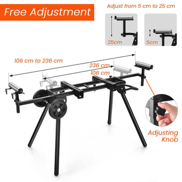 GiantexUK Mitre Saw Stand with Wheels, Universal Folding Saw Bench Stand with Extending Support Arms