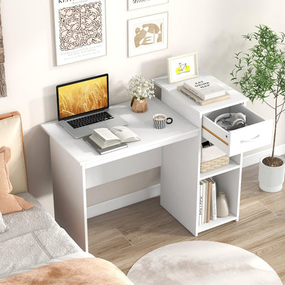 Compact Computer Desk, Small Wooden Study Writing Workstation with Drawer (110 x 50 x 82 cm)