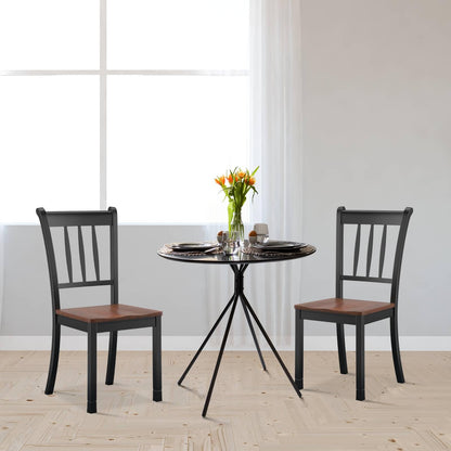 GiantexUK Dining Chairs Set of 2, Rubber Wood Kitchen Chairs with High Backrest