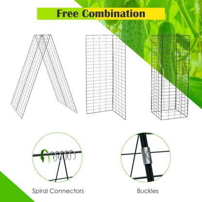 GiantexUK 2-Pack Garden Cucumber Trellis, 4x3FT A-Frame Plant Supports with Twist Tie, 8 Spiral Connectors