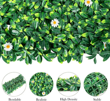 GiantexUK 12 PCS Artificial Leaf Hedge Panels, Greenery Wall Hedge Screening with Interlocking Design