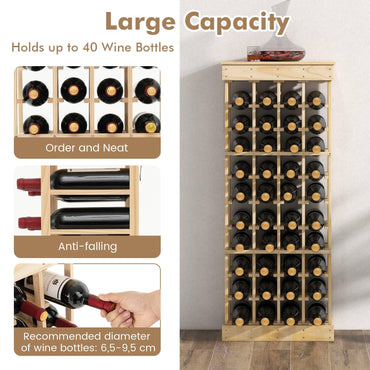 GiantexUK 40 Bottles Wine Rack, 10-Tier Floor Freestanding Wine Storage Display Shelves with Tabletop