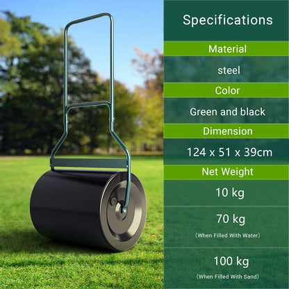 GiantexUK 60L Garden Lawn Roller, Water/Sand Filled Lawn leveller with Scraper Drum & Removable Drain Plug