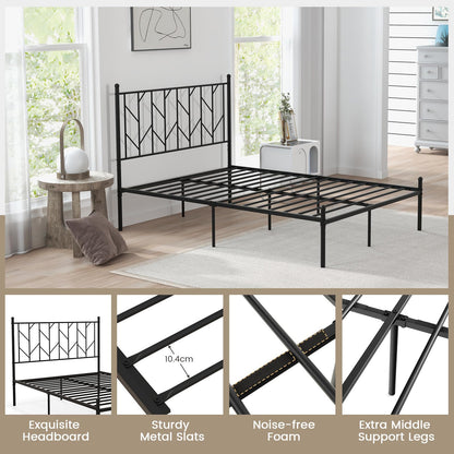 3FT/4FT6 Platform Bed Frame, Single/Double Slatted Mattress Foundation with Under Bed Storage