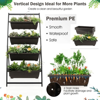 GiantexUK Raised Garden Bed, 4 Tier Vertical Ladder Planter with Removable Trays and Drainage Holes