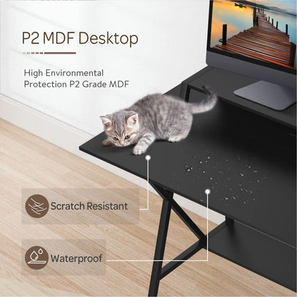 Computer Desk, Modern PC Laptop Table Writing Workstation with Cup Holder