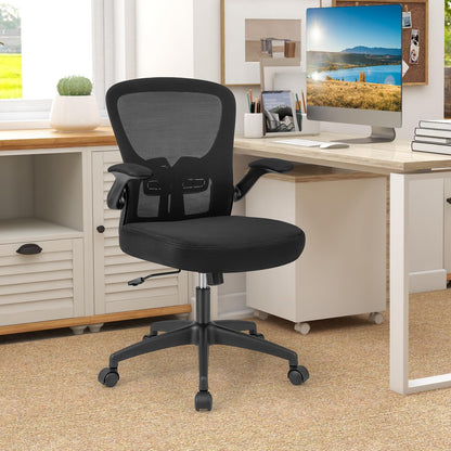 Ergonomic Office Chair, Adjustable Swivel Mesh Task Chair with Flip-Up Armrests, Adjustable Lumbar Support & 90°-120° Rocking Backrest