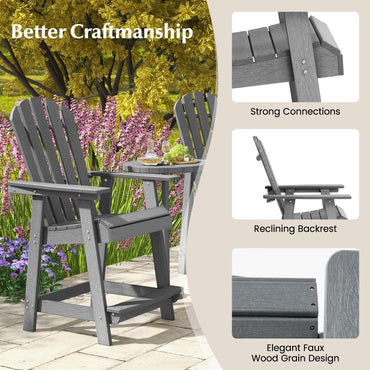 Garden Adirondack Chair, 1 PCS All-weather HDPE Dining Bar Chair