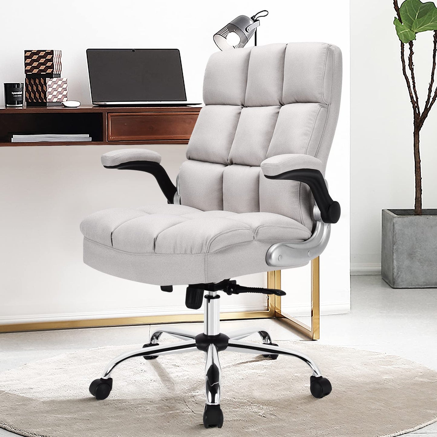 Executive Office Chair, Ergonomic High Back Swivel Computer Desk Chairs with Flip-up Armrests