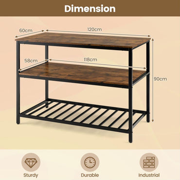 GiantexUK 3-Tier Kitchen Baker Rack, Industrial Microwave Oven Stand with Adjustable Foot Pads