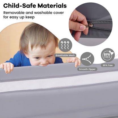 Bed Rail for Toddlers, 120cm Foldable Safety Beds Guard with Strap