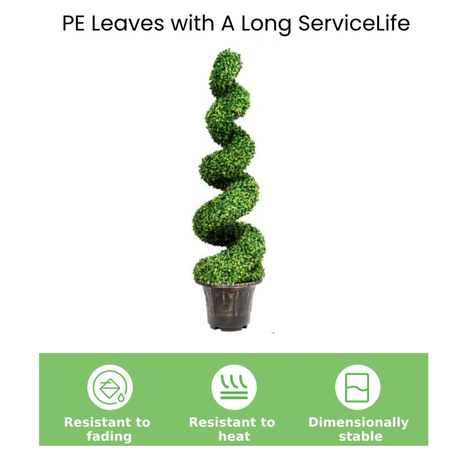 GiantexUK 120cm Artificial Spiral Boxwood Tree, Fake Topiary Trees in Cement-Filled Pot (30 x 30 x 120cm)