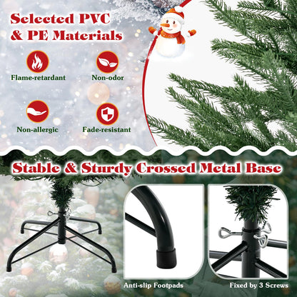 4.5FT/6FT Christmas Tree, Artificial Pre-Lit Xmas Tree with 8 Lighting Modes, 180/280 LED Lights and 386/788 Branch Tips