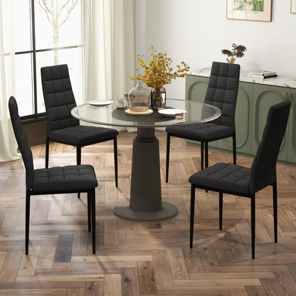 GiantexUK Dining Chairs Set of 4, Upholstered Kitchen Chairs with High Backrest, Metal Legs & Non-Slip Foot Pads