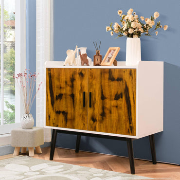 GiantexUK Industrial Storage Cabinet, Freestanding Display Sideboard with 2 Doors & Metal Legs