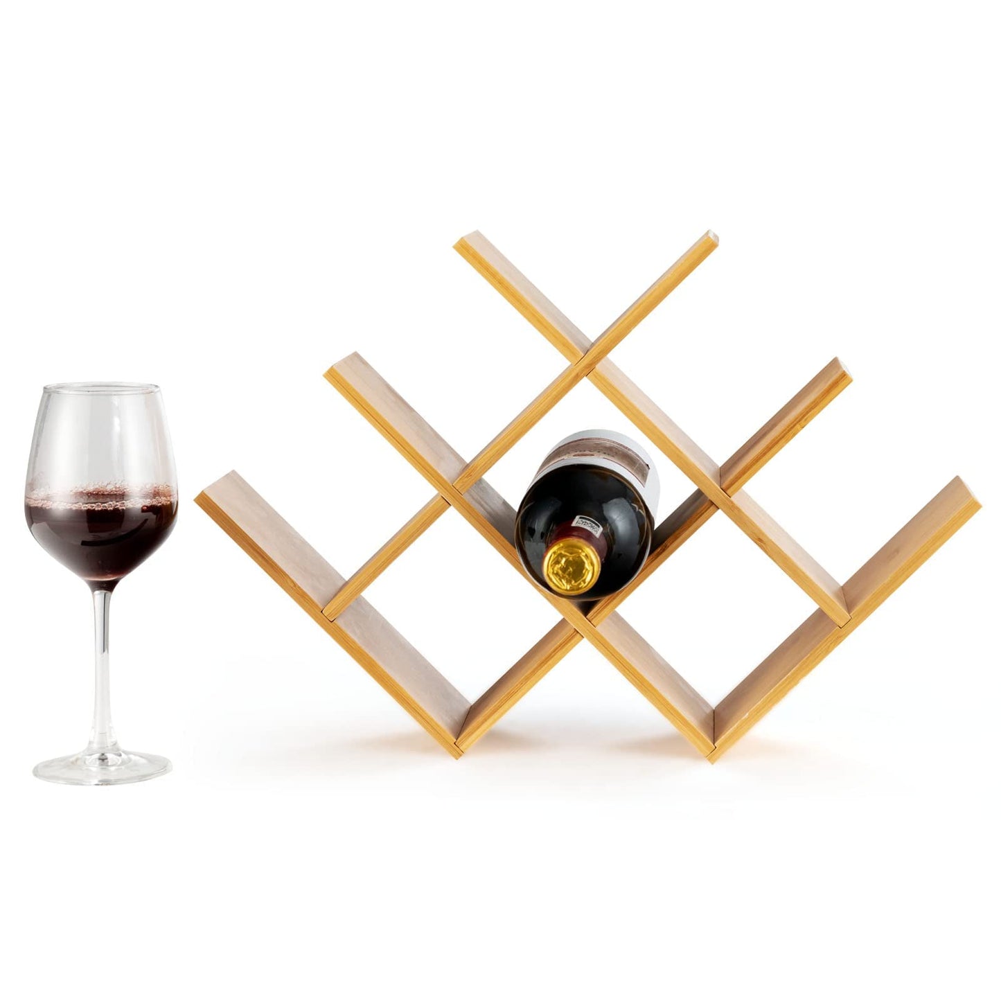 GiantexUK 8 Bottle Wine Rack, Bamboo Wine Storage Shelves Countertop