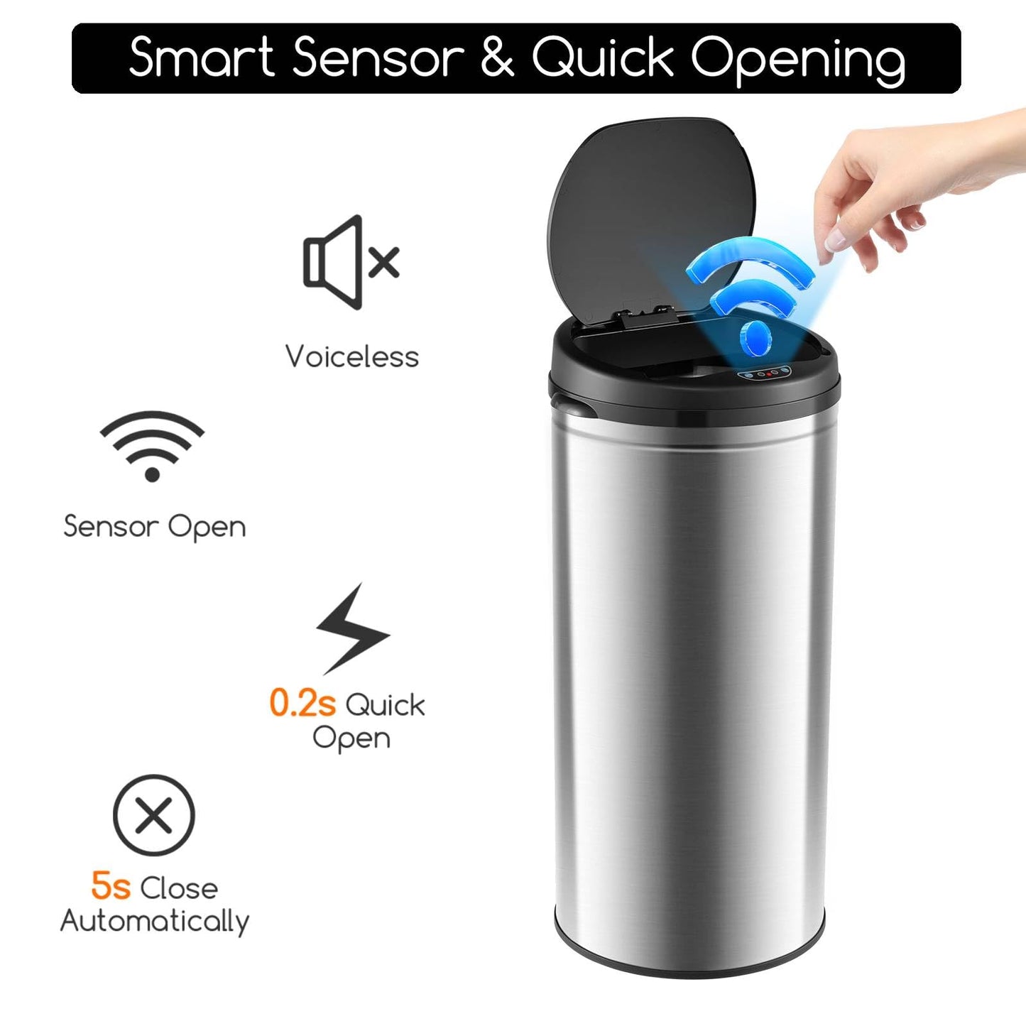 GiantexUK Automatic Sensor Kitchen Bin, 30L Touchless Waste Trash Can with Soft Closure Lid