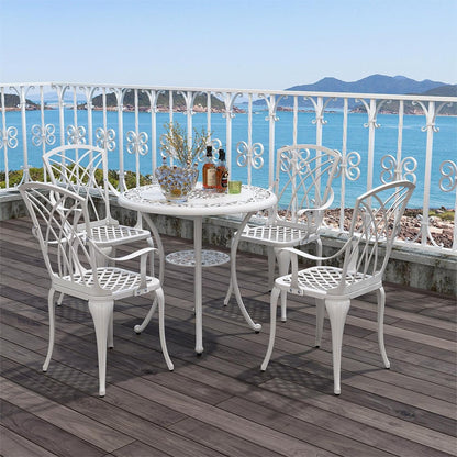 GiantexUK 5 Pieces Patio Table Chair Set, Weather Resistant Cast Aluminum Patio Set with Umbrella Hole