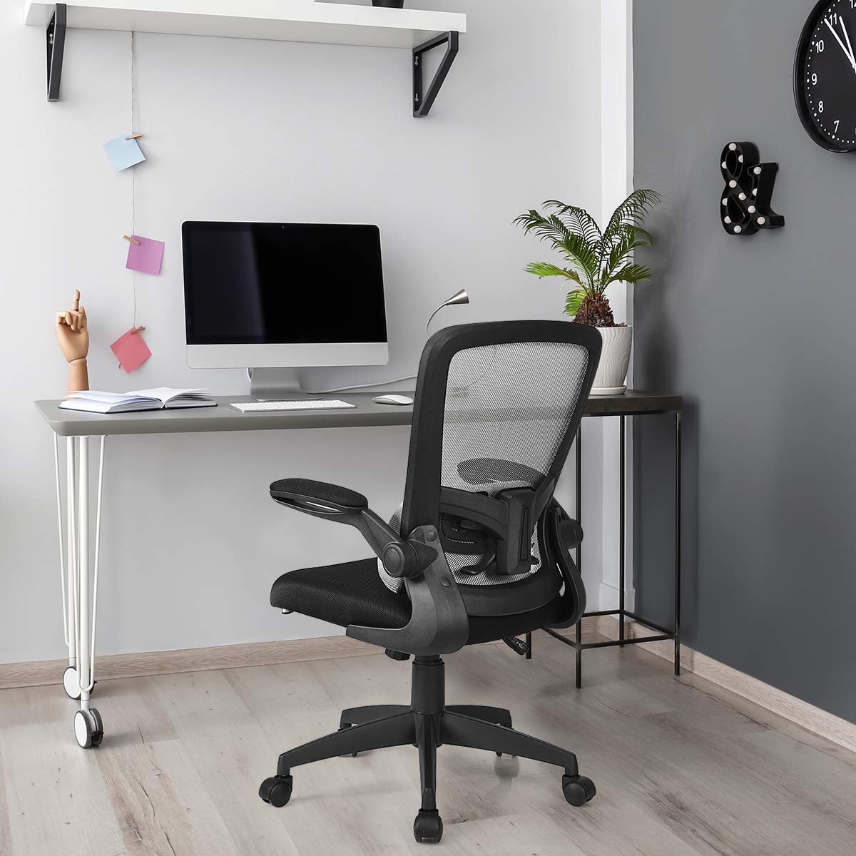 Mesh Office Chair, Mid/High Back Ergonomic Executive Task Chairs, Mesh Seat+Flip-up Armrests+Lumbar Support