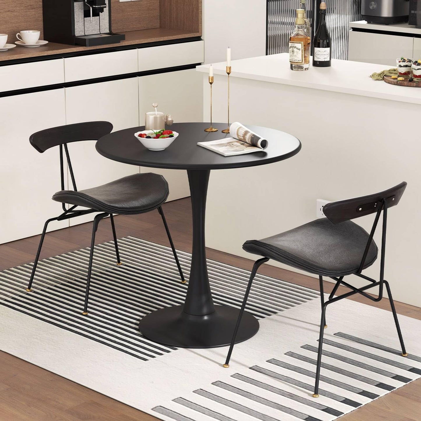 GiantexUK 80CM Round Dining Table, Metal Kitchen Table with Anti-Slip PP Ring