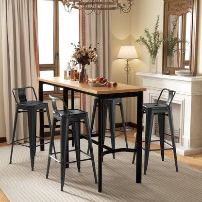 GiantexUK Metal Bar Stools Set of 4, Stackable Kitchen Chairs with Low Backrest,42 x 42 x 92cm