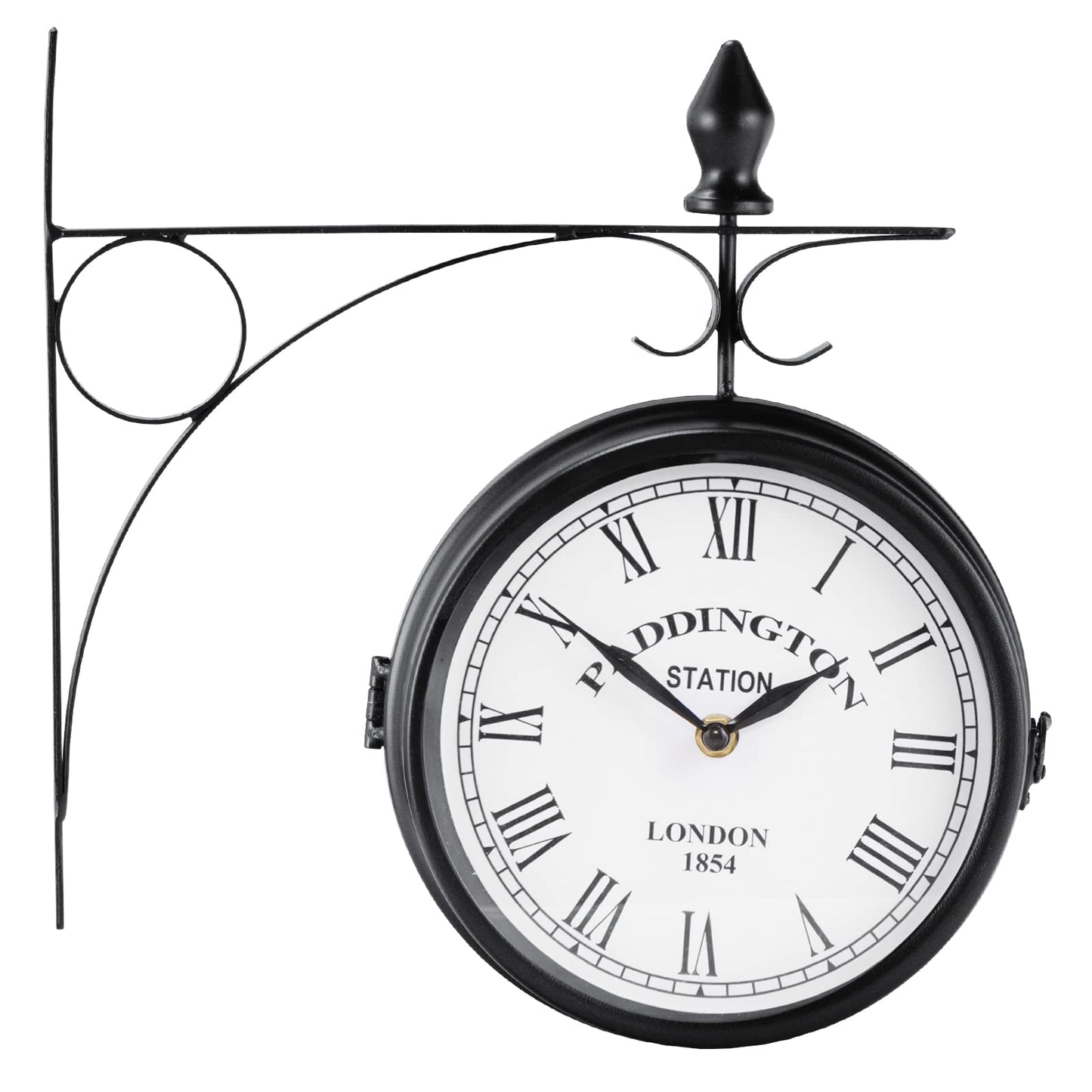 GiantexUK Metal Double Sided Wall Clock, Outdoor & Indoor Classic Hanging Round Clock