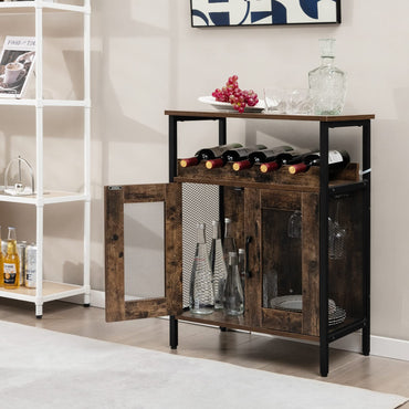 GiantexUK Wine Bar Cabinet, Industrial Kitchen Sideboard with Removable Wine Rack