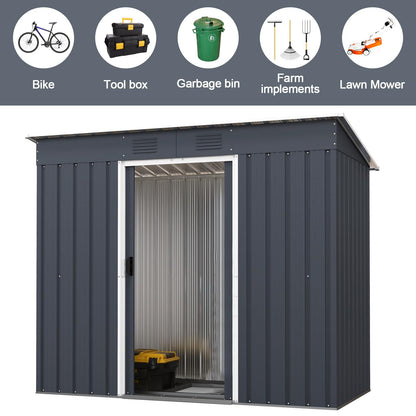 GiantexUK 7x3.6FT Metal Garden Shed, Slope Roof Backyard Garage Utility Shed Building