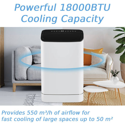 GiantexUK 18000BTU Portable Air Conditioner, 4-In-1 Mobile AC Unit, Dehumidifier, Cooling Fan with 3 Speeds