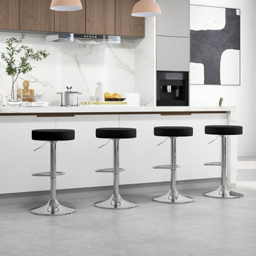 GiantexUK Bar Stools Set of 2, Swivel Height Adjustable Kitchen Stools with Metal Frame, Gas Lift