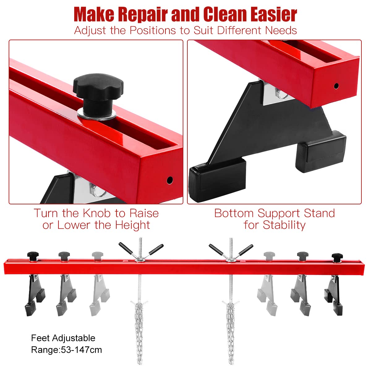 GiantexUK Steel Engine Support Double Beam, Heavy-Duty Motor Transverse Bar