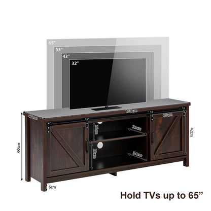 TV Stand for TVs up to 65 Inches, Wooden Farmhouse TV Cabinet Media Entertainment Center with Adjustable Shelves(Sliding Barn Doors, 150 x 40 x 60cm)