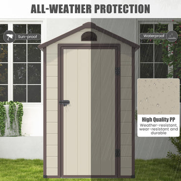 Outdoor Garden Storage Shed, 4.5 x 3.5 ft Weather Resistant Tool Storage House with Lockable Door