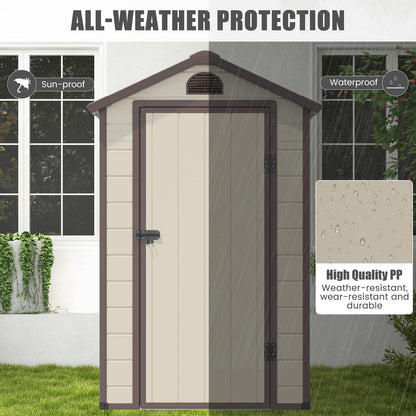 Outdoor Garden Storage Shed, 4.5 x 3.5 ft Weather Resistant Tool Storage House with Lockable Door