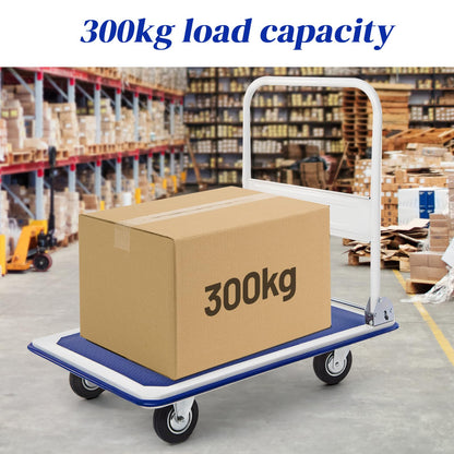 GiantexUK Folding Hand Sack Truck, 300KG Capacity Heavy Duty Platform Trolley with Wheels & Handle