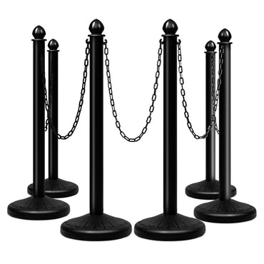 GiantexUK 6PCS Chain Stanchion, PE Safety Barrier Set with 100CM Link Chain