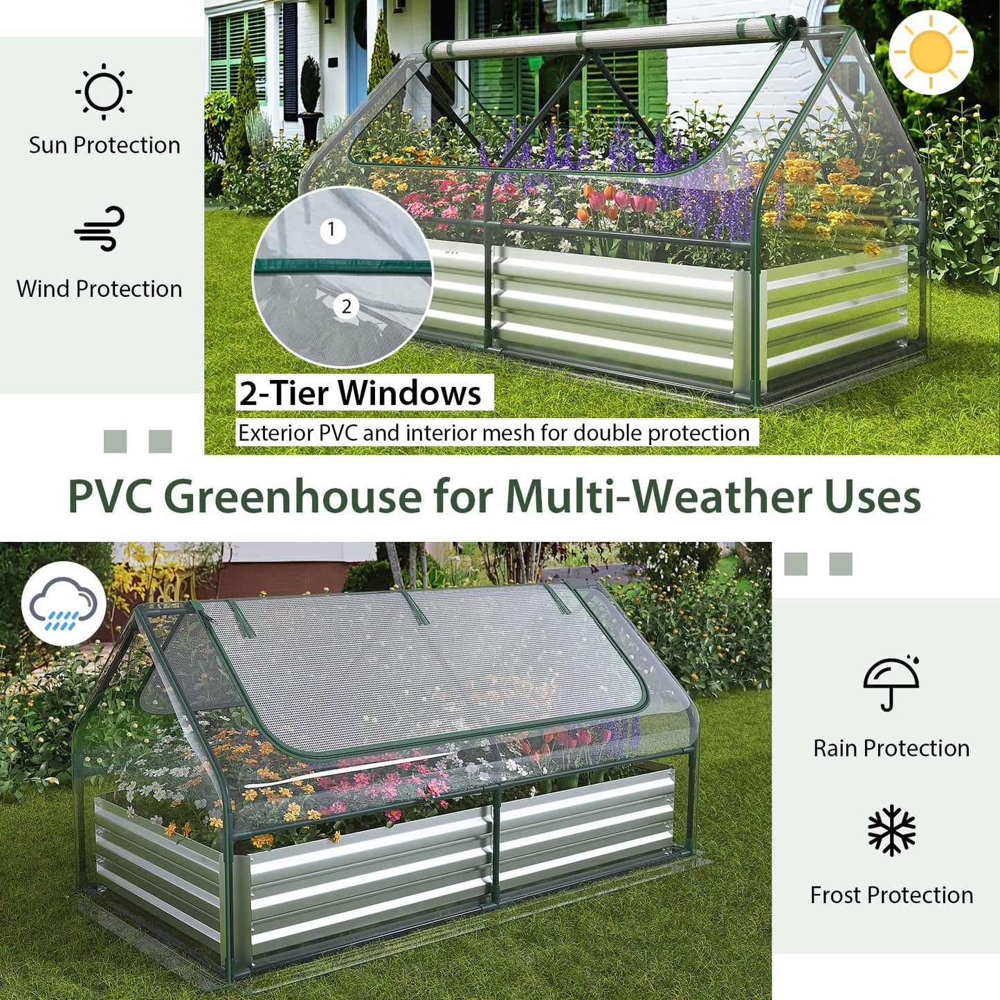 GiantexUK Raised Garden Bed with Greenhouse