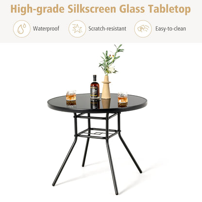 GiantexUK 86 cm Patio Dining Table with 3.5 cm Umbrella Hole