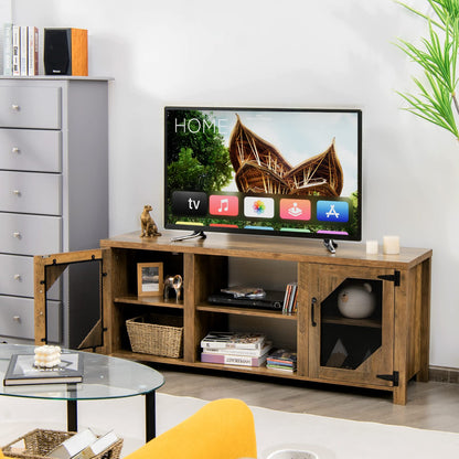 TV Stand for TVs up to 65 Inches, Wooden Farmhouse TV Cabinet Media Entertainment Center (Mesh Doors, 147 x 40 x 60cm)