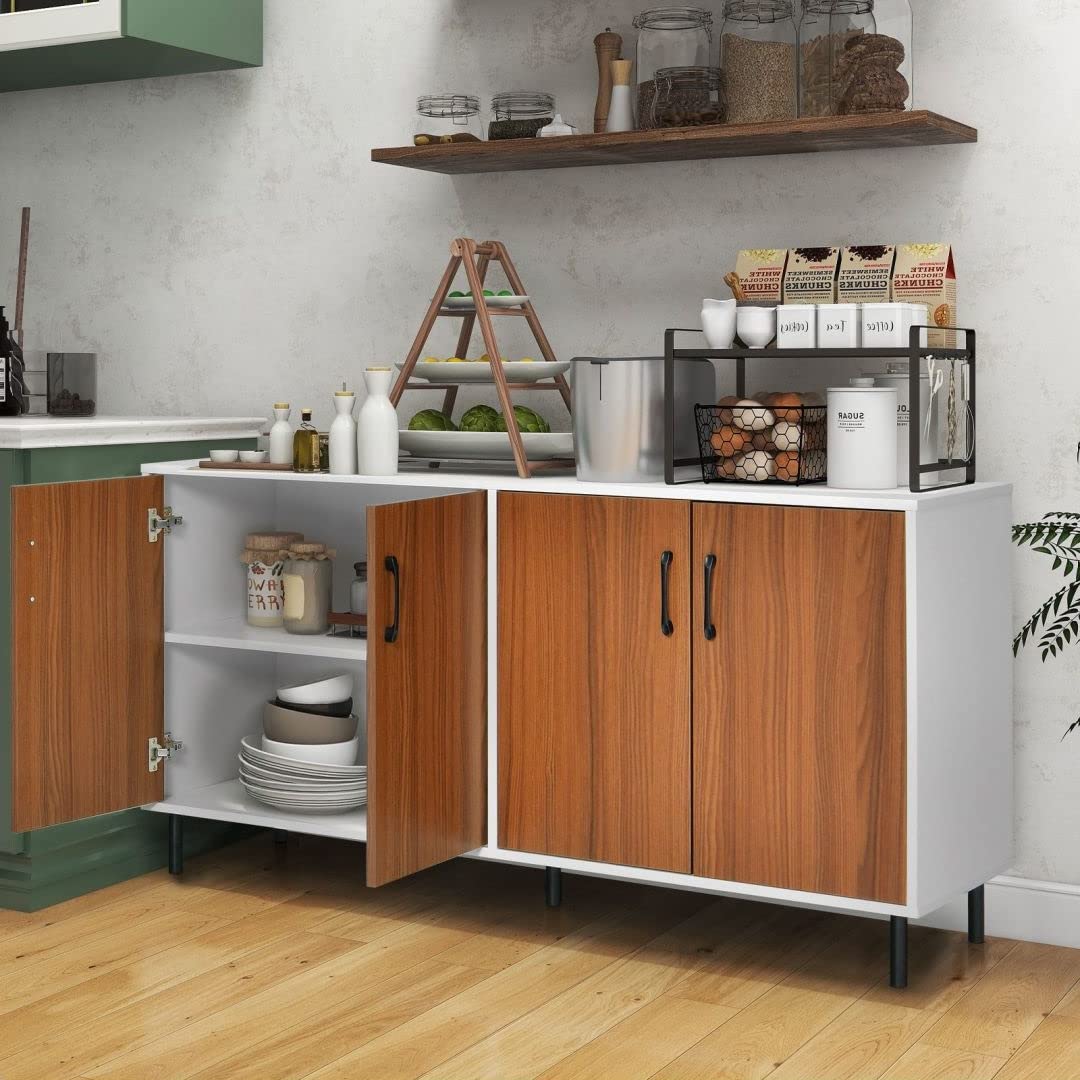 GiantexUK Kitchen Sideboard, Wooden Buffet Cabinet with 4 Doors and 5 Legs